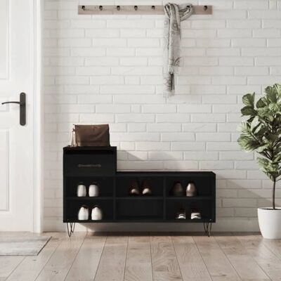 vidaXL Musta kengätkaappi 102x36x60 cm Koneistettu puu vidaXL Musta kengätkaappi 102x36x60 cm Koneistettu puu