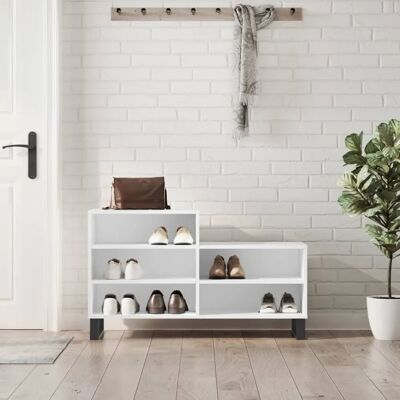 vidaXL Weißer Schuhschrank 102x36x60 cm Holzwerkstoff - Schuhaufbewahrung vidaXL Weißer Schuhschrank 102x36x60 cm Holzwerkstoff - Schuhaufbewahrung