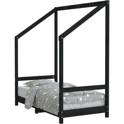vidaXL Zwart Kinderbedframe - Houten onderstel voor kinderen vidaXL Zwart Kinderbedframe - Houten onderstel voor kinderen