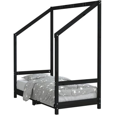 vidaXL Kinderbed Zwart 70x140cm Massief dennenhout - Kinderbed vidaXL Kinderbed Zwart 70x140cm Massief dennenhout - Kinderbed