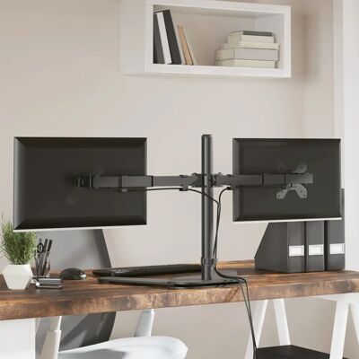 Support moniteur double vidaXL acier noir réglable VESA - Publicité Support moniteur double vidaXL acier noir réglable VESA - Publicité