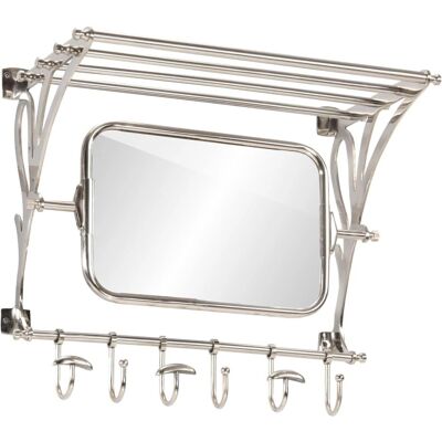 vidaXL Wandkapstok met Spiegel en Haakjes - Wandmontage Aluminium Zilver vidaXL Wandkapstok met Spiegel en Haakjes - Wandmontage Aluminium Zilver