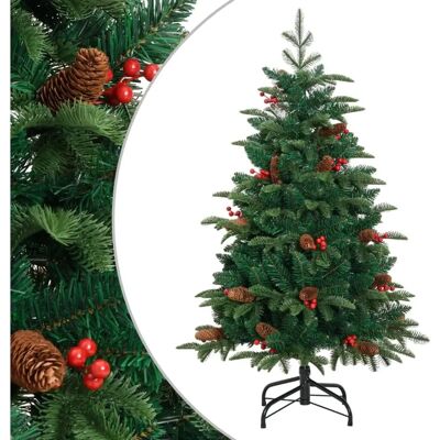 vidaXL Kunstkerstboom met scharnier - 150 cm, Voorgeïllumineerd, Kegels & Bessen vidaXL Kunstkerstboom met scharnier - 150 cm, Voorgeïllumineerd, Kegels & Bessen
