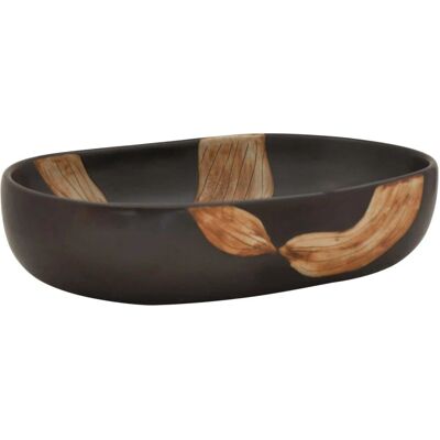 Lavabo sur plan vidaXL noir et marron - Céramique ovale 59x40x14 cm - Publicité Lavabo sur plan vidaXL noir et marron - Céramique ovale 59x40x14 cm - Publicité