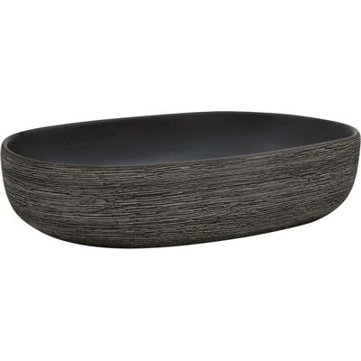 vidaXL Nadstawny umywalka owalna szara i czarna 59x40x14 cm ceramika - Umywalka łazienkowa vidaXL Nadstawny umywalka owalna szara i czarna 59x40x14 cm ceramika - Umywalka łazienkowa