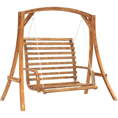 vidaXL Tuin Schommelbank - Massief sparrenhout met teak afwerking vidaXL Tuin Schommelbank - Massief sparrenhout met teak afwerking