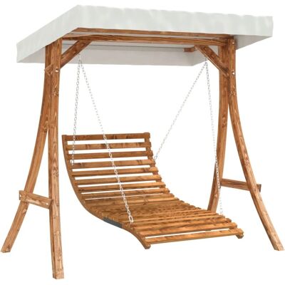 vidaXL Houten Schommelbed met Dak - Buiten Ontspanning vidaXL Houten Schommelbed met Dak - Buiten Ontspanning