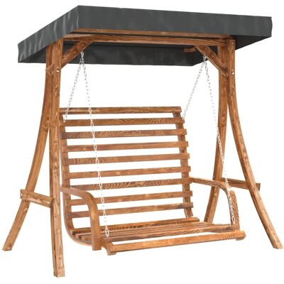 vidaXL Holzschaukel mit Dach - Fichte mit Teak-Finish - Hängesessel vidaXL Holzschaukel mit Dach - Fichte mit Teak-Finish - Hängesessel