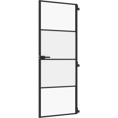 vidaXL Schwarze gehärtete Glas schmale Innentür - Innentür vidaXL Schwarze gehärtete Glas schmale Innentür - Innentür