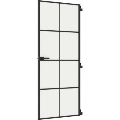 vidaXL Indvendig Tynd Sort 83x201,5 cm Hærdet Glas og Aluminium - Indvendige Døre vidaXL Indvendig Tynd Sort 83x201,5 cm Hærdet Glas og Aluminium - Indvendige Døre