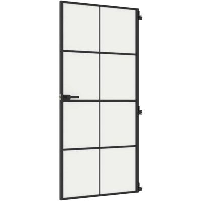 vidaXL Indendørs Skydedør Slank Sort Tempereret Glas Aluminium - Inderdør vidaXL Indendørs Skydedør Slank Sort Tempereret Glas Aluminium - Inderdør