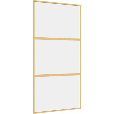 vidaXL Puerta corredera dorada 102,5x205 cm vidrio ESG aluminio vidaXL Puerta corredera dorada 102,5x205 cm vidrio ESG aluminio