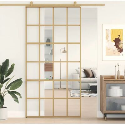 vidaXL Goldene Schiebetür - ESG-Glas & Aluminium - 102,5x205 cm vidaXL Goldene Schiebetür - ESG-Glas & Aluminium - 102,5x205 cm