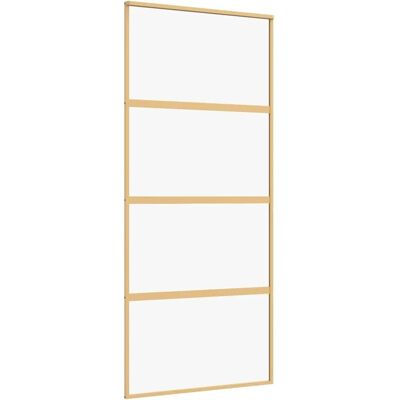 vidaXL Glijdende Deur Goud 90x205 cm Transparant ESG Glas - Glijdende Deur vidaXL Glijdende Deur Goud 90x205 cm Transparant ESG Glas - Glijdende Deur