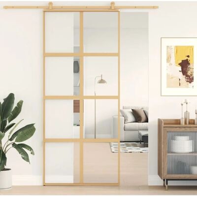 vidaXL Kultainen liukuovi 90x205 cm ESG lasi alumiini vidaXL Kultainen liukuovi 90x205 cm ESG lasi alumiini