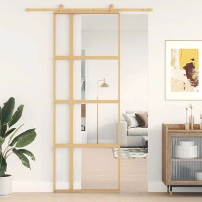 vidaXL Kultainen 76x205 cm liukuva ovi - Lasinen ovi vidaXL Kultainen 76x205 cm liukuva ovi - Lasinen ovi