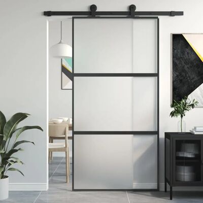 vidaXL Schiebetür Schwarz gehard Glas Aluminium - Schiebetür vidaXL Schiebetür Schwarz gehard Glas Aluminium - Schiebetür