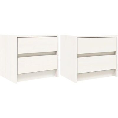 vidaXL Nachtkastjes 2 stuks Wit - Nachtkastjes, Bedside, Massief hout vidaXL Nachtkastjes 2 stuks Wit - Nachtkastjes, Bedside, Massief hout