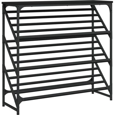 vidaXL Schwarzer 90x30x85 cm Holzschuhregal - Schuhaufbewahrung vidaXL Schwarzer 90x30x85 cm Holzschuhregal - Schuhaufbewahrung