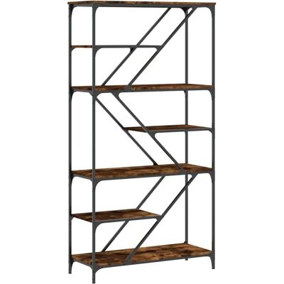 vidaXL Rookeik Boekenkast - Opbergkast - Engineering Hout & Metaal vidaXL Rookeik Boekenkast - Opbergkast - Engineering Hout & Metaal