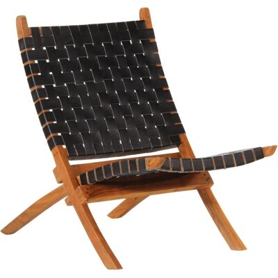 Chaise Relaxation Pliante en Cuir Noir vidaXL - Chaise Relaxation Chaise Relaxation Pliante en Cuir Noir vidaXL - Chaise Relaxation