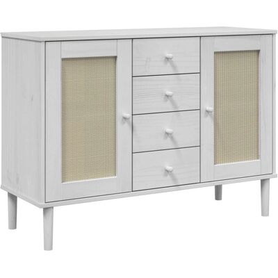 vidaXL Weiß Rattan-Optik Kiefer Sideboard - Wohnzimmer vidaXL Weiß Rattan-Optik Kiefer Sideboard - Wohnzimmer