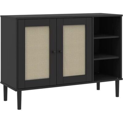 vidaXL Schwarzes SENJA Rattan-Look Massivholz Sideboard vidaXL Schwarzes SENJA Rattan-Look Massivholz Sideboard