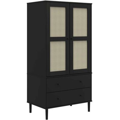 vidaXL Vaatekaappi SENJA - Massiivinen mäntypuu, rattan-Ilme, 90x55x175cm vidaXL Vaatekaappi SENJA - Massiivinen mäntypuu, rattan-Ilme, 90x55x175cm