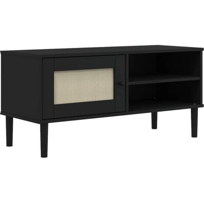 vidaXL SENJA Schwarzes Rattan-Design Massivholz TV-Schrank vidaXL SENJA Schwarzes Rattan-Design Massivholz TV-Schrank