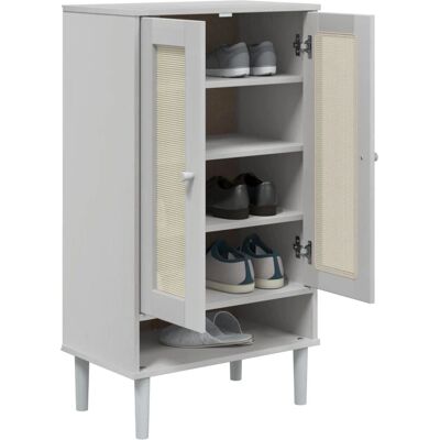 vidaXL Zapatero blanco SENJA aspecto ratán - Estantería para zapatos vidaXL Zapatero blanco SENJA aspecto ratán - Estantería para zapatos