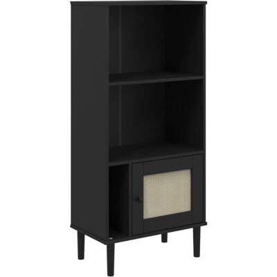 vidaXL Schwarze SENJA Rattan-Optik Bücherregal - Wohnzimmermöbel vidaXL Schwarze SENJA Rattan-Optik Bücherregal - Wohnzimmermöbel