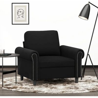Vidaxl - Fauteuil en velours noir - 60cm - Publicité Vidaxl - Fauteuil en velours noir - 60cm - Publicité