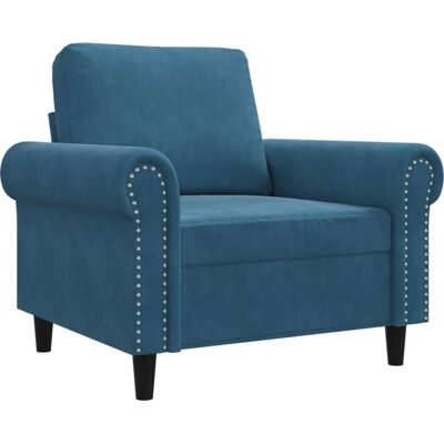 Vidaxl - Fauteuil en velours bleu - 60cm - Publicité Vidaxl - Fauteuil en velours bleu - 60cm - Publicité