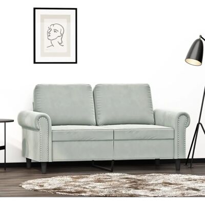 Nnevl Canapé 2 places - Gris clair - Velours - 120 cm Nnevl Canapé 2 places - Gris clair - Velours - 120 cm