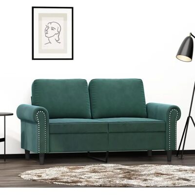 Vidaxl - Fløjl 2-personers sofa Mørkegrøn - Sofa Vidaxl - Fløjl 2-personers sofa Mørkegrøn - Sofa