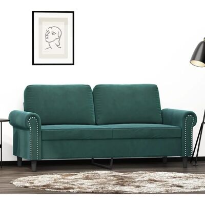 VidaXL Dunkelgrüner Samtsofa für 2 Personen - Sofa VidaXL Dunkelgrüner Samtsofa für 2 Personen - Sofa