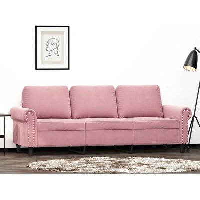 vidaXL Canapé 3 Places Velours Rose - Sofa - Publicité vidaXL Canapé 3 Places Velours Rose - Sofa - Publicité