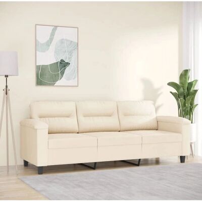 Canapé en microfibre beige 3 places vidaXL - Canapé - Publicité Canapé en microfibre beige 3 places vidaXL - Canapé - Publicité