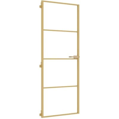 vidaXL Goldene gehärtete Glas-Aluminium-Slim-Innentür - Innentür vidaXL Goldene gehärtete Glas-Aluminium-Slim-Innentür - Innentür