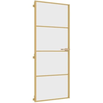 vidaXL Guld Temperet Glas Aluminium Indendørsdør - Slim 83x201,5 cm vidaXL Guld Temperet Glas Aluminium Indendørsdør - Slim 83x201,5 cm