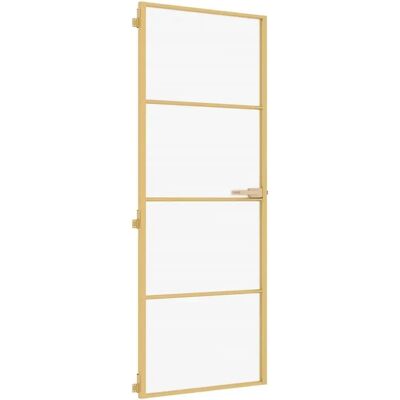vidaXL Innentür Schlank Golden 76x201,5 cm Hartglas und Aluminium Schwarz - Innentür vidaXL Innentür Schlank Golden 76x201,5 cm Hartglas und Aluminium Schwarz - Innentür