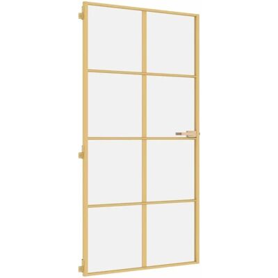 vidaXL Puerta Interior Delgado Dorada - Vidrio Templado y Aluminio vidaXL Puerta Interior Delgado Dorada - Vidrio Templado y Aluminio