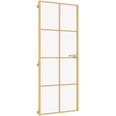 vidaXL Innentür Schlanke Schiebetür Gold Temperiertes Glas Aluminium vidaXL Innentür Schlanke Schiebetür Gold Temperiertes Glas Aluminium
