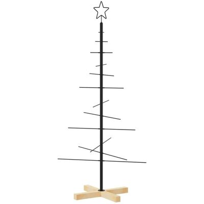 vidaXL metalen kerstboom met houten voet zwart - Kerstboom vidaXL metalen kerstboom met houten voet zwart - Kerstboom