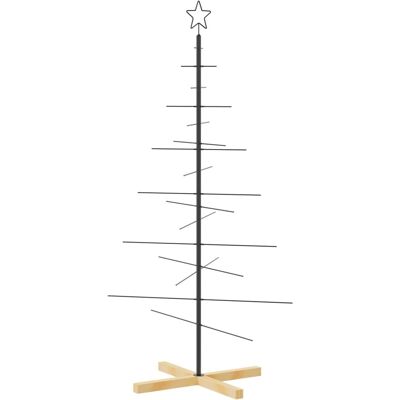 vidaXL Metallischer Weihnachtsbaum mit Holzfuß - Weihnachtsbaum vidaXL Metallischer Weihnachtsbaum mit Holzfuß - Weihnachtsbaum