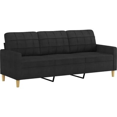 vidaXL 3-Sitzer Stoffsofa - Modern Schwarz - Sofa vidaXL 3-Sitzer Stoffsofa - Modern Schwarz - Sofa