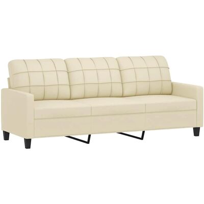 MAISONCHIC 3-Zits Leren Bank Crème 180cm - Bank MAISONCHIC 3-Zits Leren Bank Crème 180cm - Bank