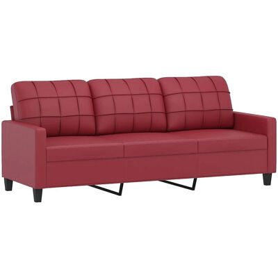 Vidaxl Vino Rood 3-zits Bank Synthetisch Leder - Bank Vidaxl Vino Rood 3-zits Bank Synthetisch Leder - Bank