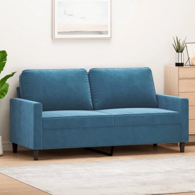 vidaxl - Canapé 2 places Velours Bleu - Mobilier vidaxl - Canapé 2 places Velours Bleu - Mobilier
