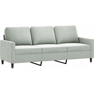 vidaXL 3-Sitzer Hellgrauer Samtsofa - Sofa vidaXL 3-Sitzer Hellgrauer Samtsofa - Sofa